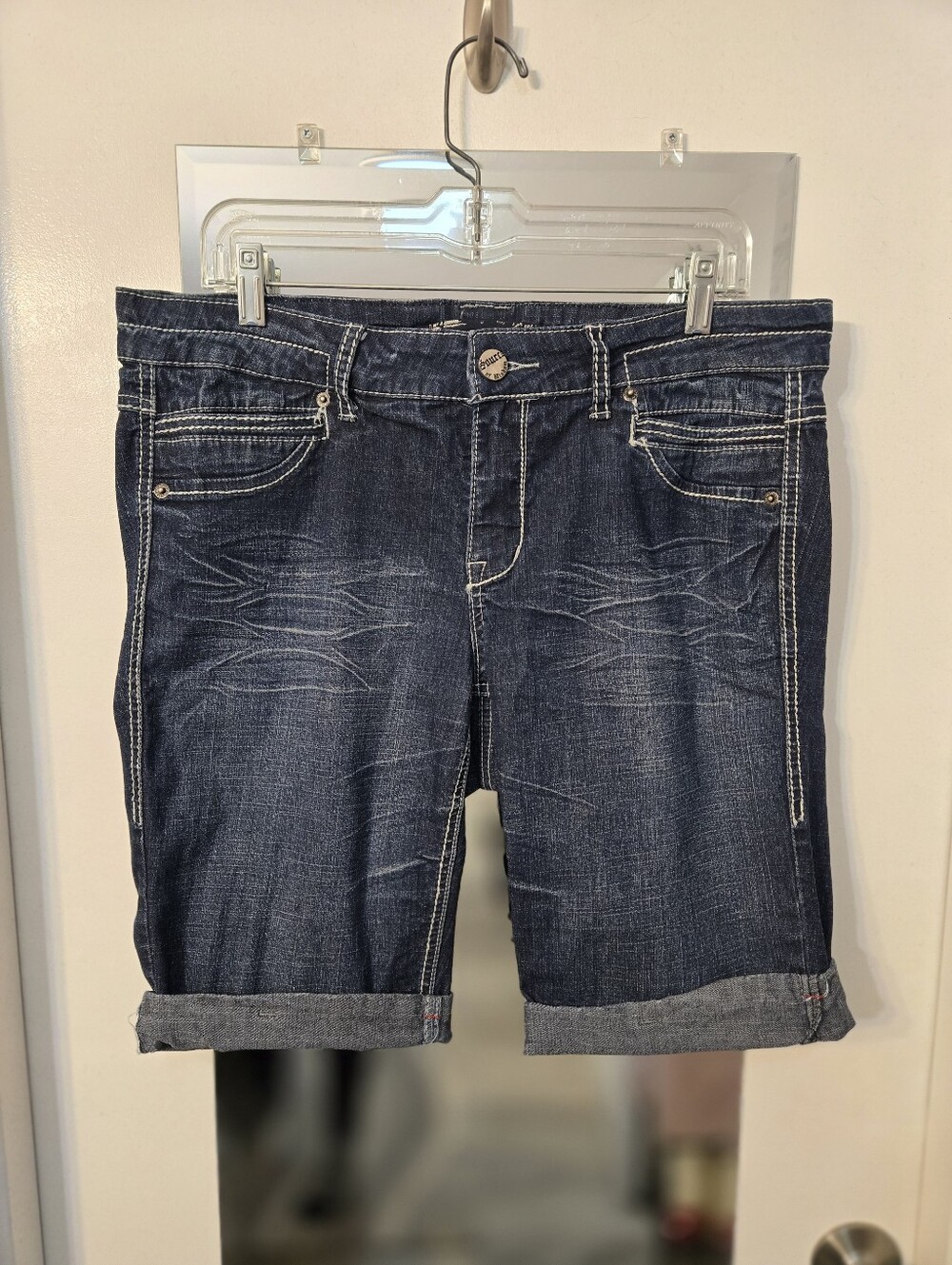 Source of Wisdom Dark Wash Denim Shorts